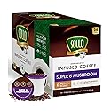 Sollo Infused Super 6 Mushroom Blend, Coffee Pods - 100% Arabica Medium Roast with 6 Functional Mushrooms & B-Vitamins - Lion’s Mane, Chaga, Reishi