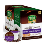 Sollo Infused Super 6 Mushroom Blend, Coffee Pods - 100% Arabica Medium Roast with 6 Functional Mushrooms & B-Vitamins - Lion’s Mane, Chaga, Reishi