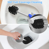 Stainless Steel Toilet Brush and Holder Set Brushed Silver Heavy Duty Toilet Bowl Brush with Long Handle for Bathroom and Farmhouse (Silver)