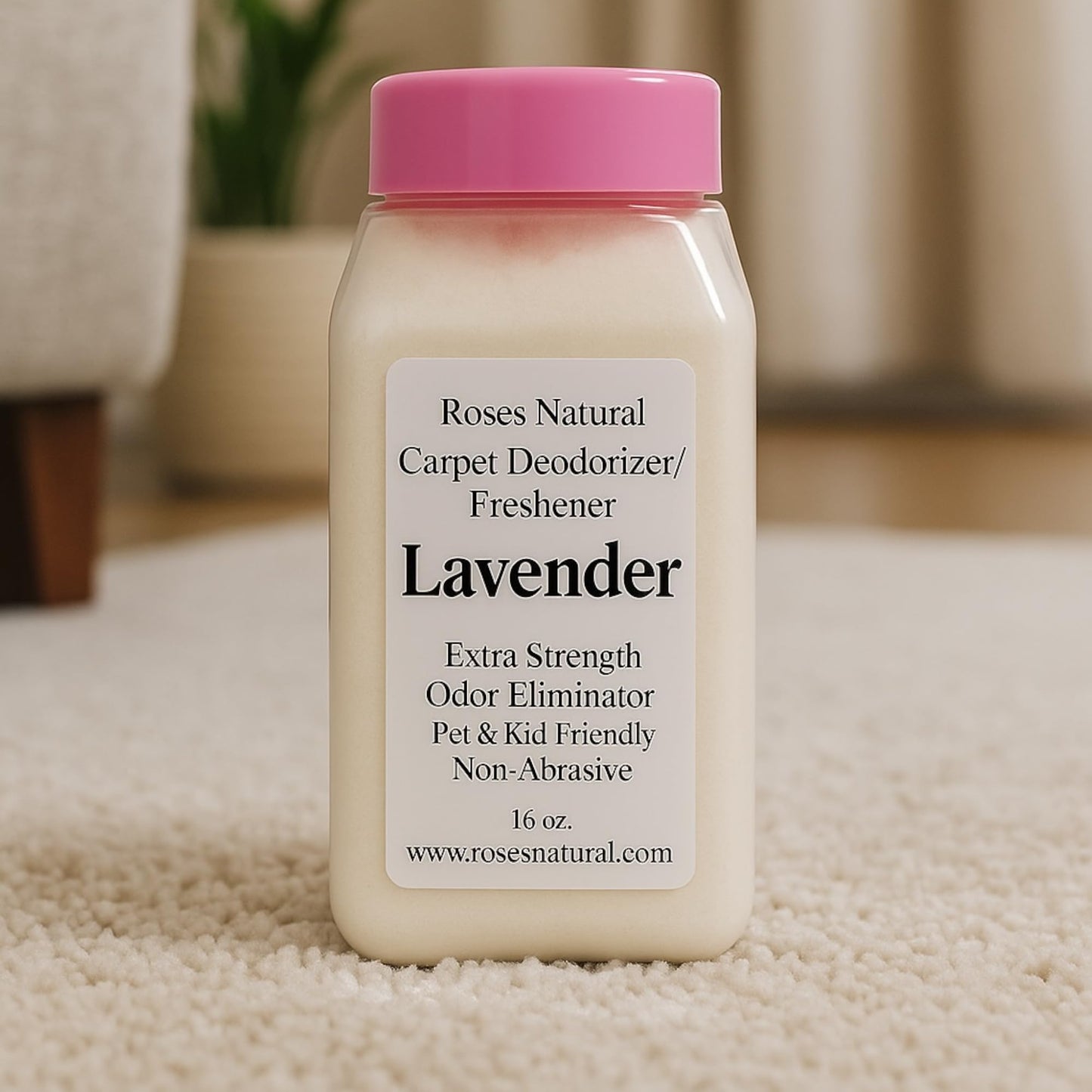Roses Natural Lavender Carpet Deodorizer Powder - Long-Lasting Fresh Scent | Natural Odor Eliminator for Carpets, Rugs, Pet Beds & Mattresses | Pet