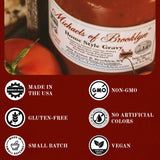 Michaels of Brooklyn Home Style Gravy, 32 oz with Spoon - Pasta Sauce Jar with Imported Italian Tomatoes, Fresh Basil & Parsley - Non-GMO, Certified