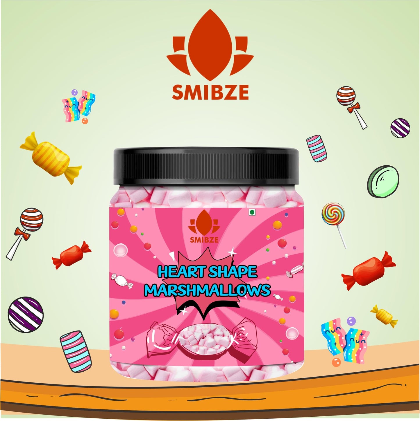 SMIBZE Natural Heart Shape Marshmallows 250 GM (Pack of 1) SMIBZE