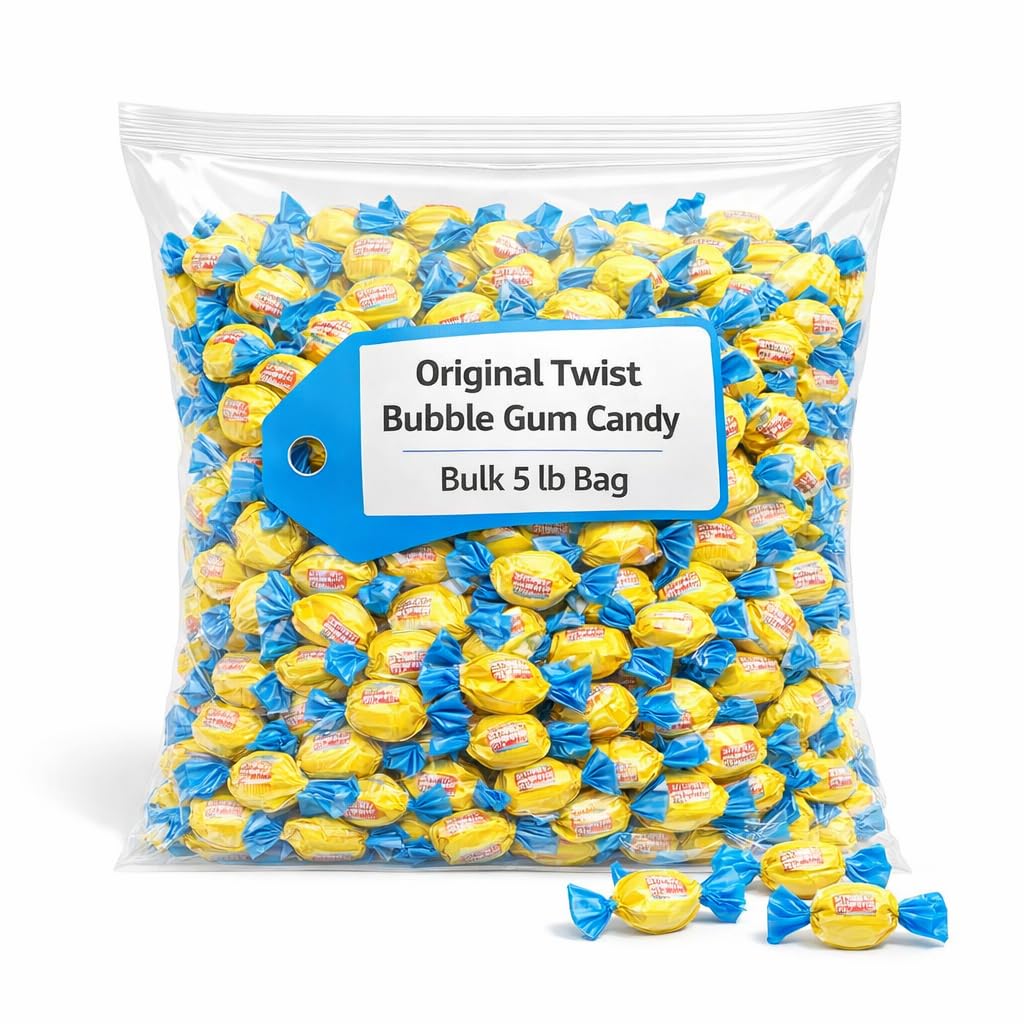 Original Twist Bubble Gum, Individually Wrapped, 5 Pound Bulk Bag