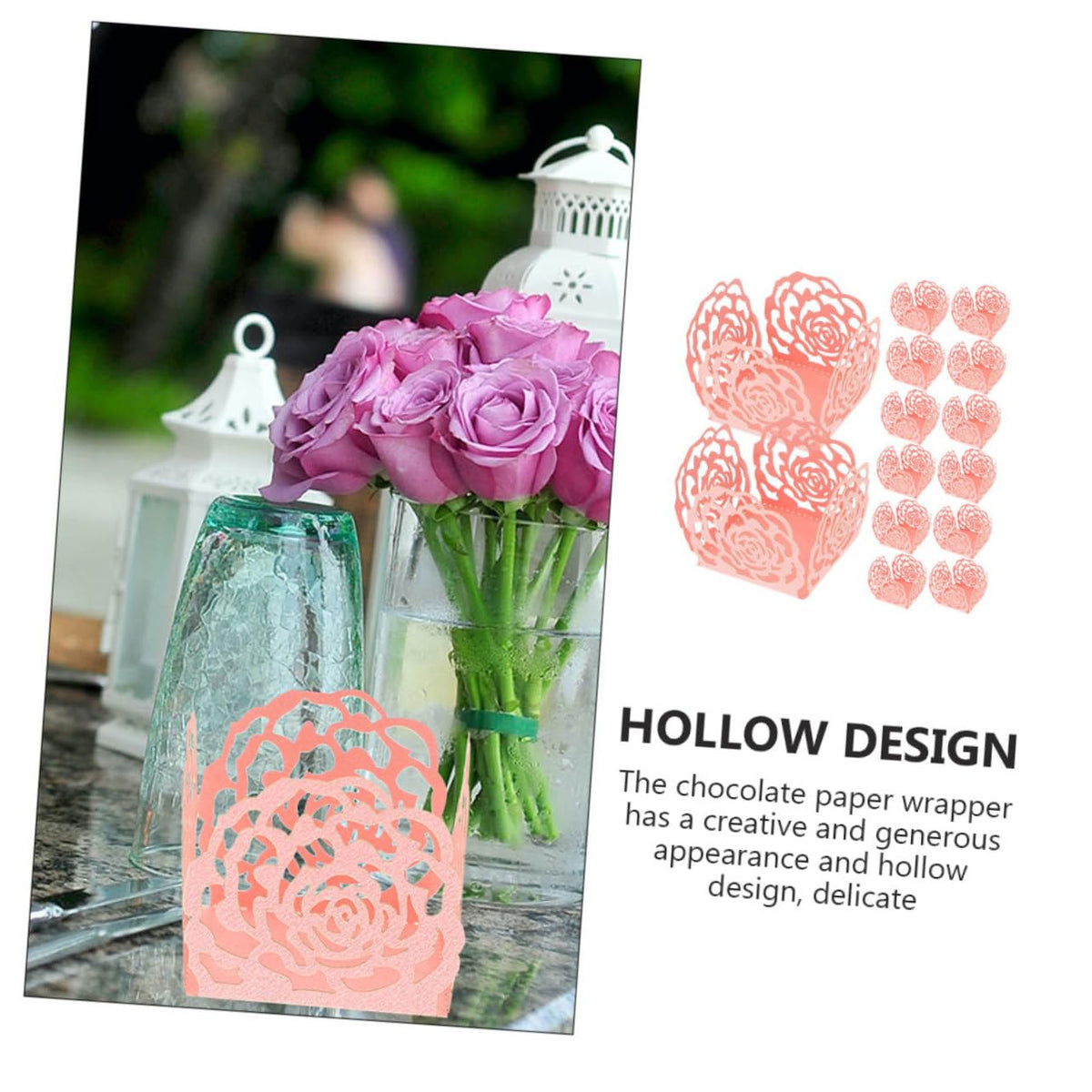 Luxshiny 100pcs Hollow Rose Chocolate Wrappers Attractive Candy Packaging for Parties Weddings and Desserts Easy to Use Compact Design for Chocolate