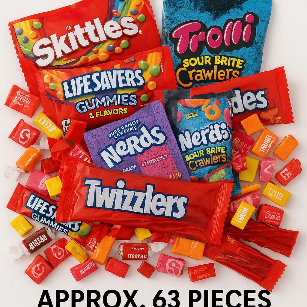 Assorted Candy Mix - 2 lbs, Individually Wrapped Mini Candies - Fruity, Chewy, Sour & Sweet - Bulk Candy for Parties, Halloween, Piñata, Goodie Bags