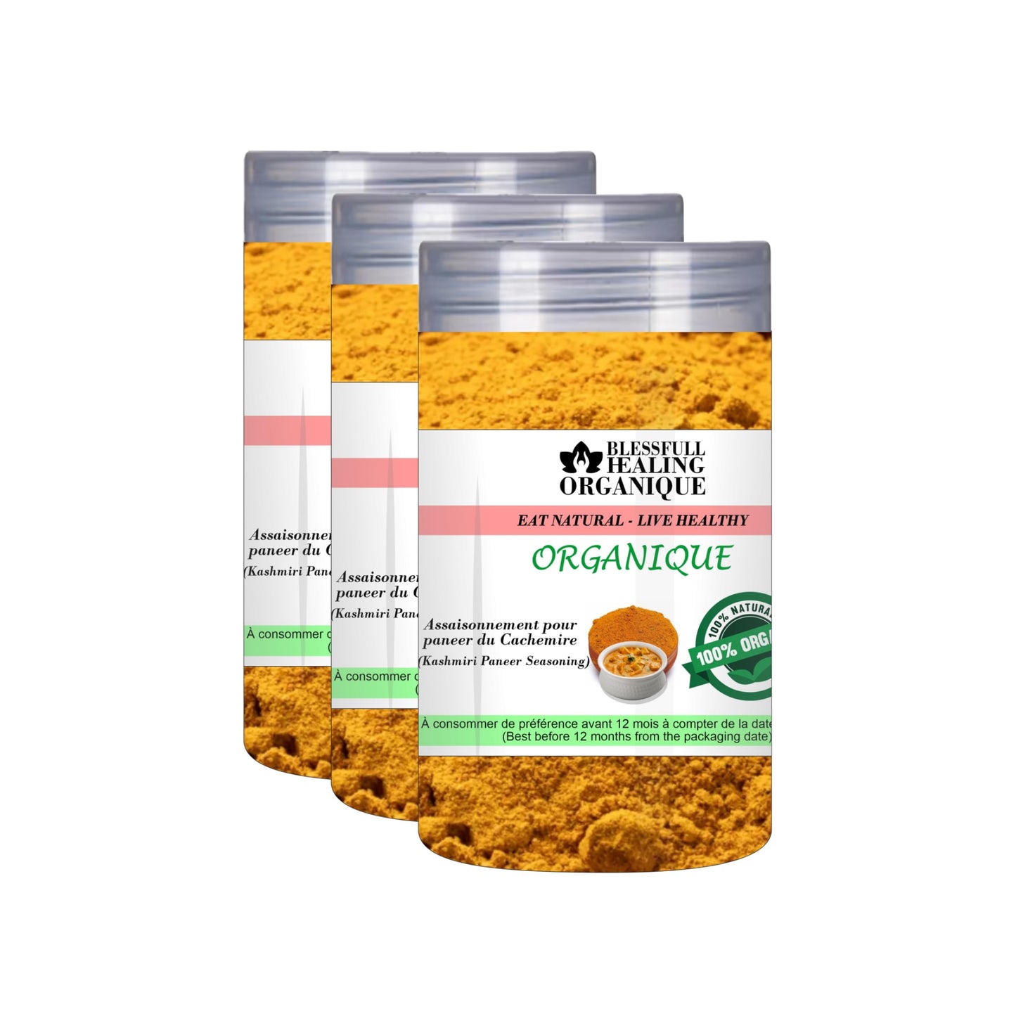 Blessfull Healing Organic Kashmiri Paneer Masala 100 Gram (3.52 oz) Each (Pack Of 3) = 300 Grams, Vegan