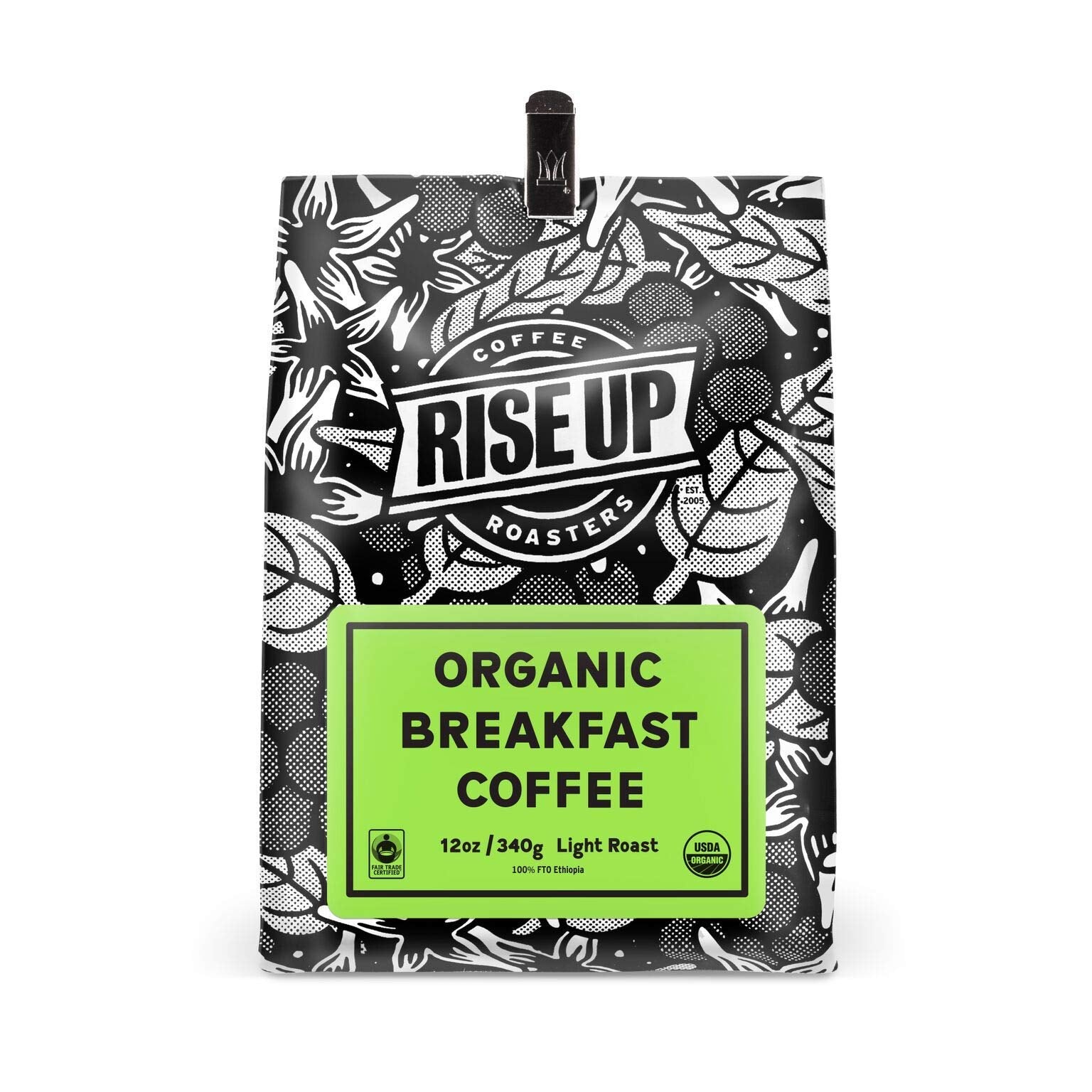 Organic Breakfast, Certified Fair Trade Organic Coffee, 12 oz, Whole Bean (Organic Breakfast)