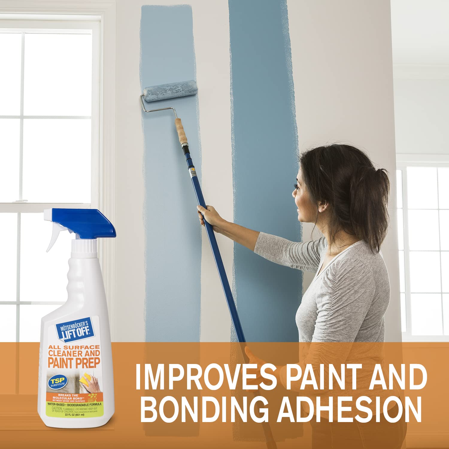 Motsenbocker's Lift Off 42022 All Surface Cleaner Prep Spray Marks, Wallpaper Paste, Mildew Stains from Walls, Trim, Doors Enhances Paint Adhesion