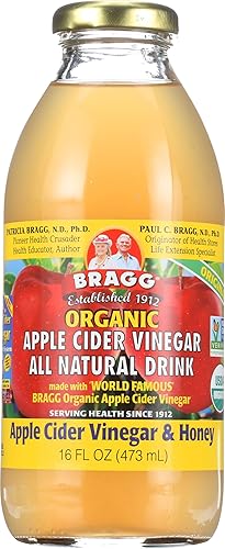 Bragg Organic Apple Cider Vinegar Drink, Apple Cider Vinegar & Honey, 16 Ounce (Pack of 12)