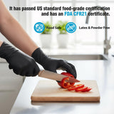 Qinori Black 6 Mil Nitrile Gloves HEAVY DUTY Disposable Chemical Resistant Latex & Powder Free,Food, Mechanic,Cleaning Gloves (L-1000)