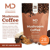 md wellness dynamics Mushroom Coffee with L Carnitine, Coconut Oil, & Grass Feed Butter - Lion’s Mane Reishi Chaga Cordyceps Smooth Energy Metabolism