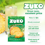 Zuko Instant Beverage Drink Mix, Flavor Pineapple Powdered, No Added Sugar Needed, 48 Ct Individual Packets
