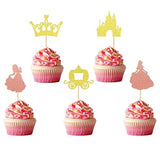 Arthsdite Pack of 40 Pre-Assembled Princess Cupcake Toppers Crown Castle Girl Cupcake Toppers Birthday Fruits Picks for Princess Theme Party