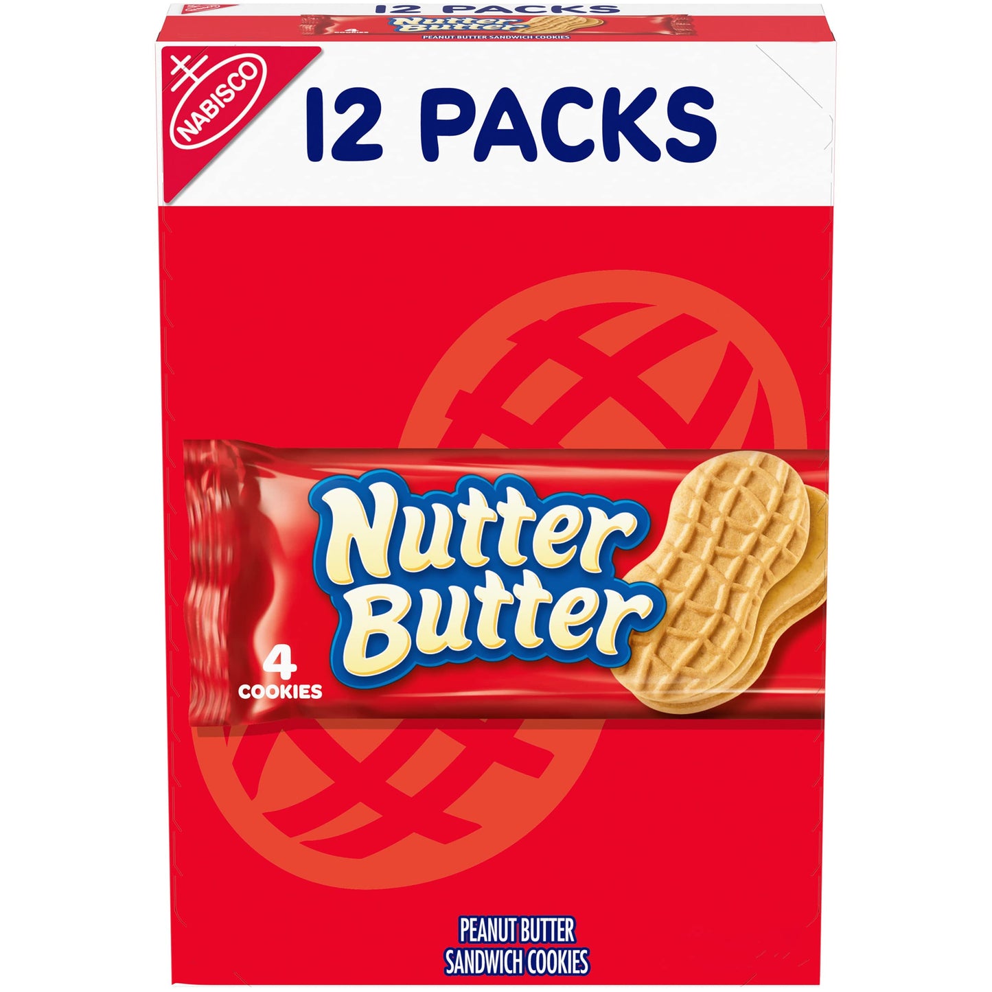Nutter Butter Peanut Butter Sandwich Cookies, 12 Snack Packs (4 Cookies Per Pack)