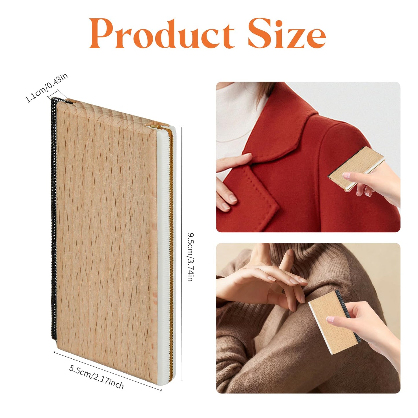 Cashmere Comb - Double Edge Sweater Pill Remover, Beech Wood Fabric Fuzz & Lint Remover for Wool, Cashmere, Knitwear & Home Textiles(2 Pcs)