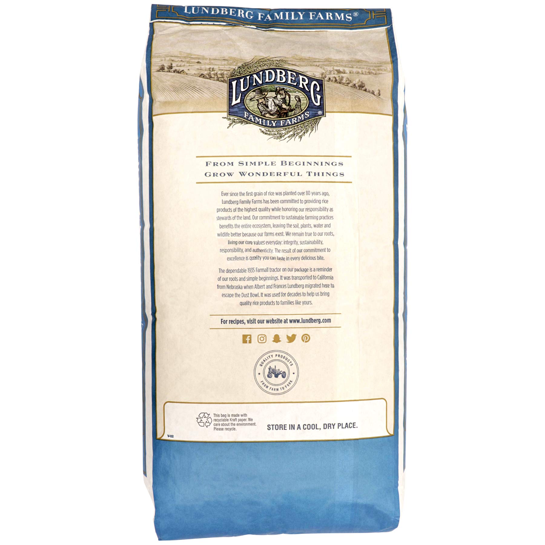 Lundberg Family Farms - Organic California Brown Jasmine Rice, Herbaceous Scent, Clings When Cooked, Bulk Rice, 100% Whole Grain, Gluten-Free, Non-GMO, USDA Certified Organic, Vegan (25 lb)