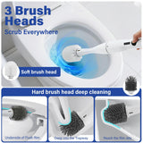 Electric Toilet Brush Scrubber and Holder Set,Electric Toilet Bowl Cleaning Kit with 8 Disposable Refill Heads,Hard Nylon Brush and Soft Silicone
