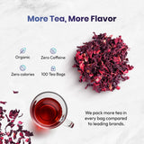 Organic Hibiscus Tea -100 Tea Bags | Organic Herbal Tea From Single Origin | Eco-Friendly Tea Bags | Non-GMO Caffeine Free Tea With Zero Sugar |