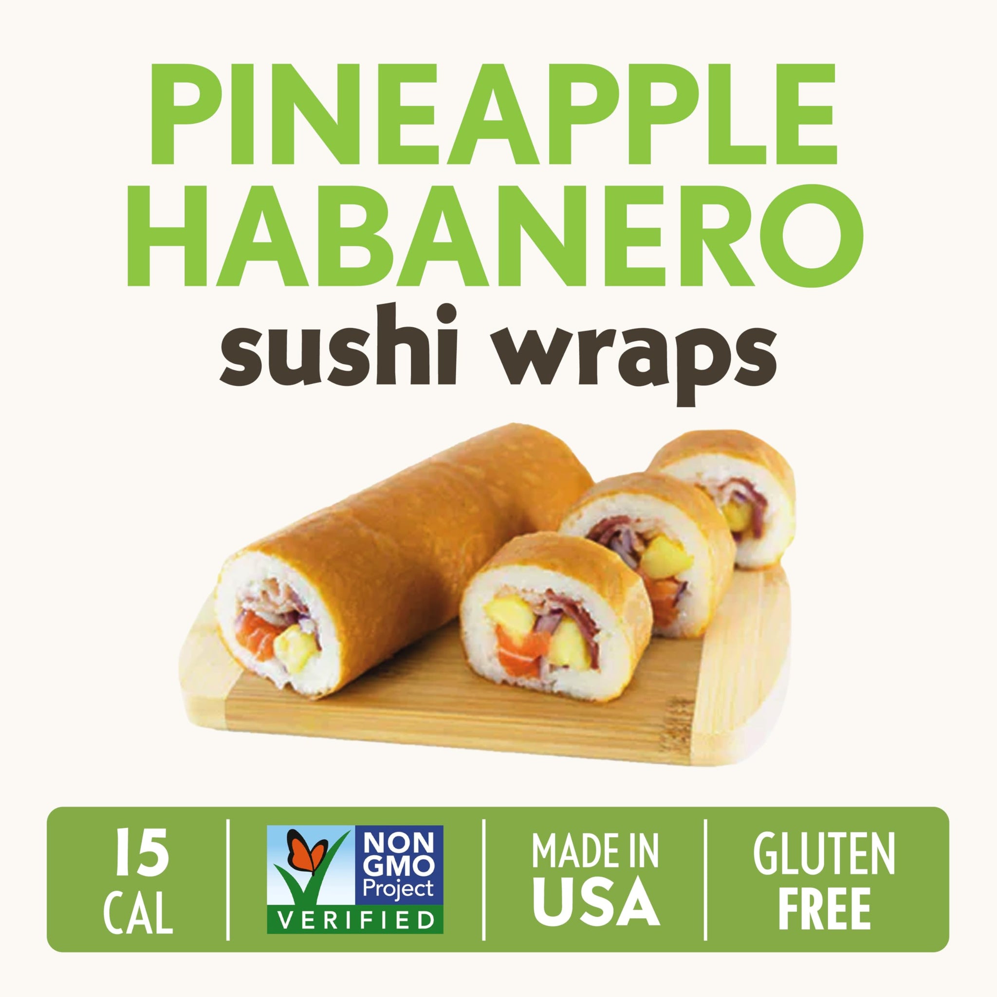 Pineapple Habanero Sushi Wraps (5 Count) - Gluten-Free, Vegan, Plant-Based Low-Carb Wraps - Non-GMO, Paleo-Friendly, Sweet & Spicy Nori Wrap