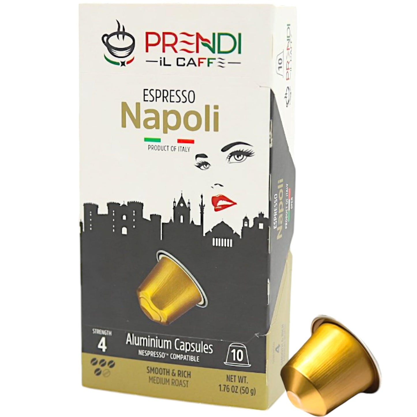 Prendi iL Caffe-Aluminium Capsules Prendi Espresso Napoli Medium Roast - 100 Count