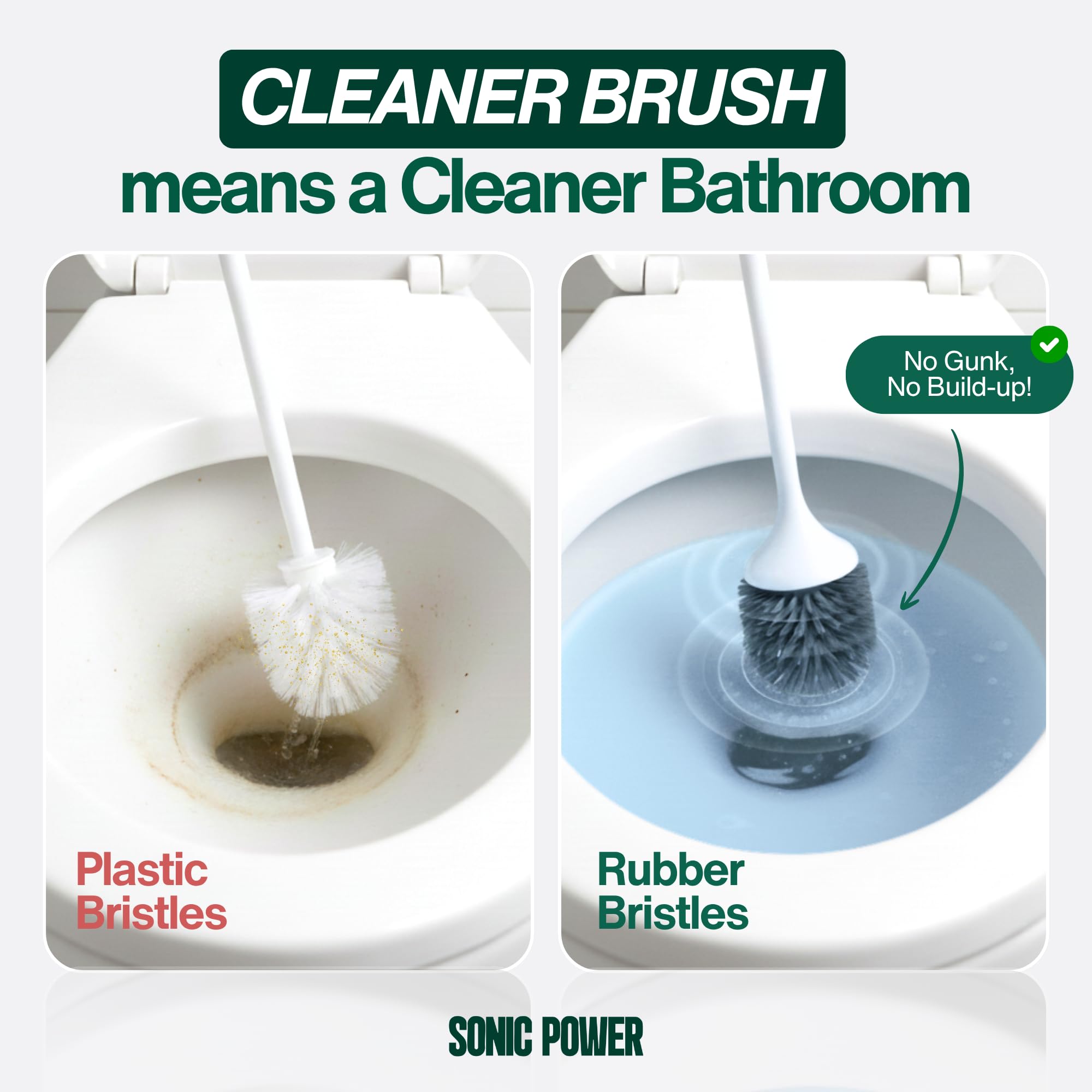 Electric Toilet Brush & Scrubber - Self Cleaning Silicone Toilet Bowl Brush with UVC Light, Rechargeable Wireless Spinning Toilet Brush & Holder Set