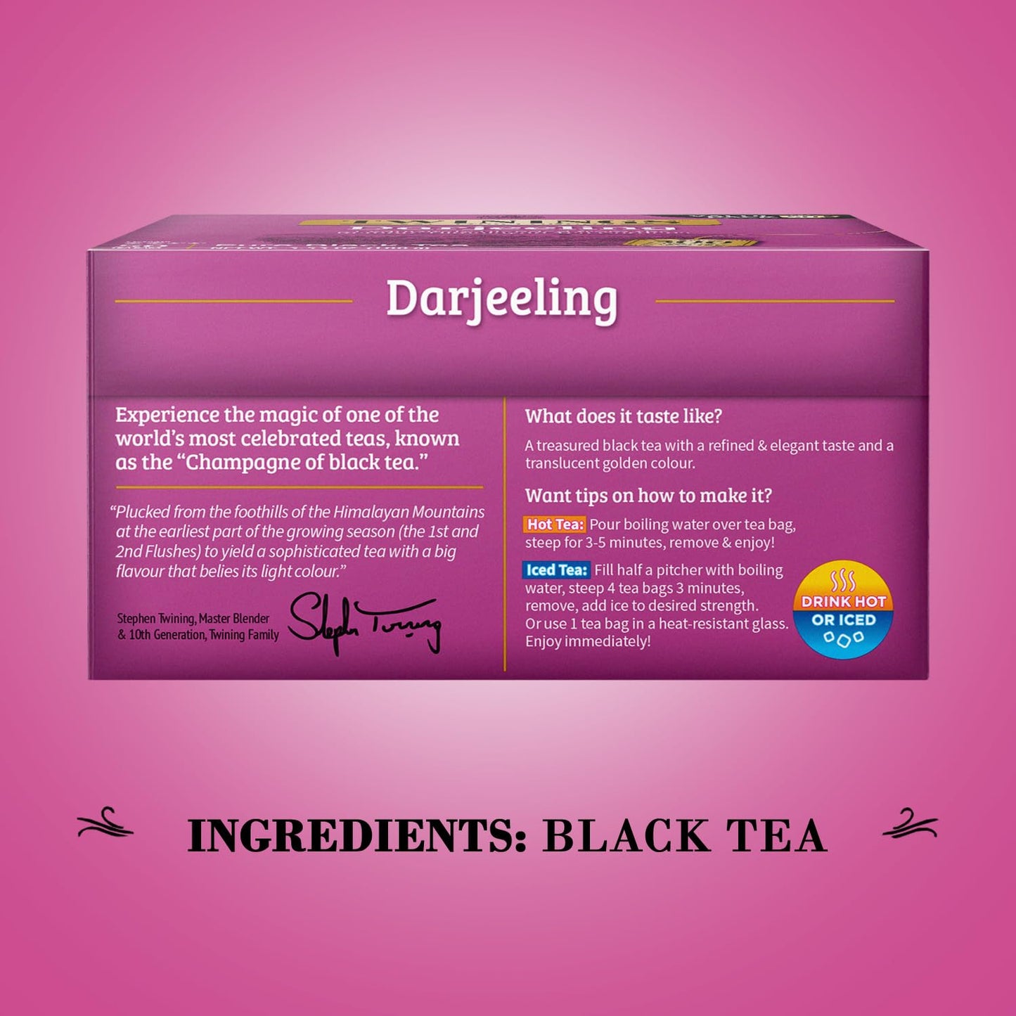 Twinings Darjeeling Tea - A Delicate, Dry Black Tea, Sophisticated Coffee Alternative with Less Caffeine, Individually Wrapped Tea Bags, 20 Count
