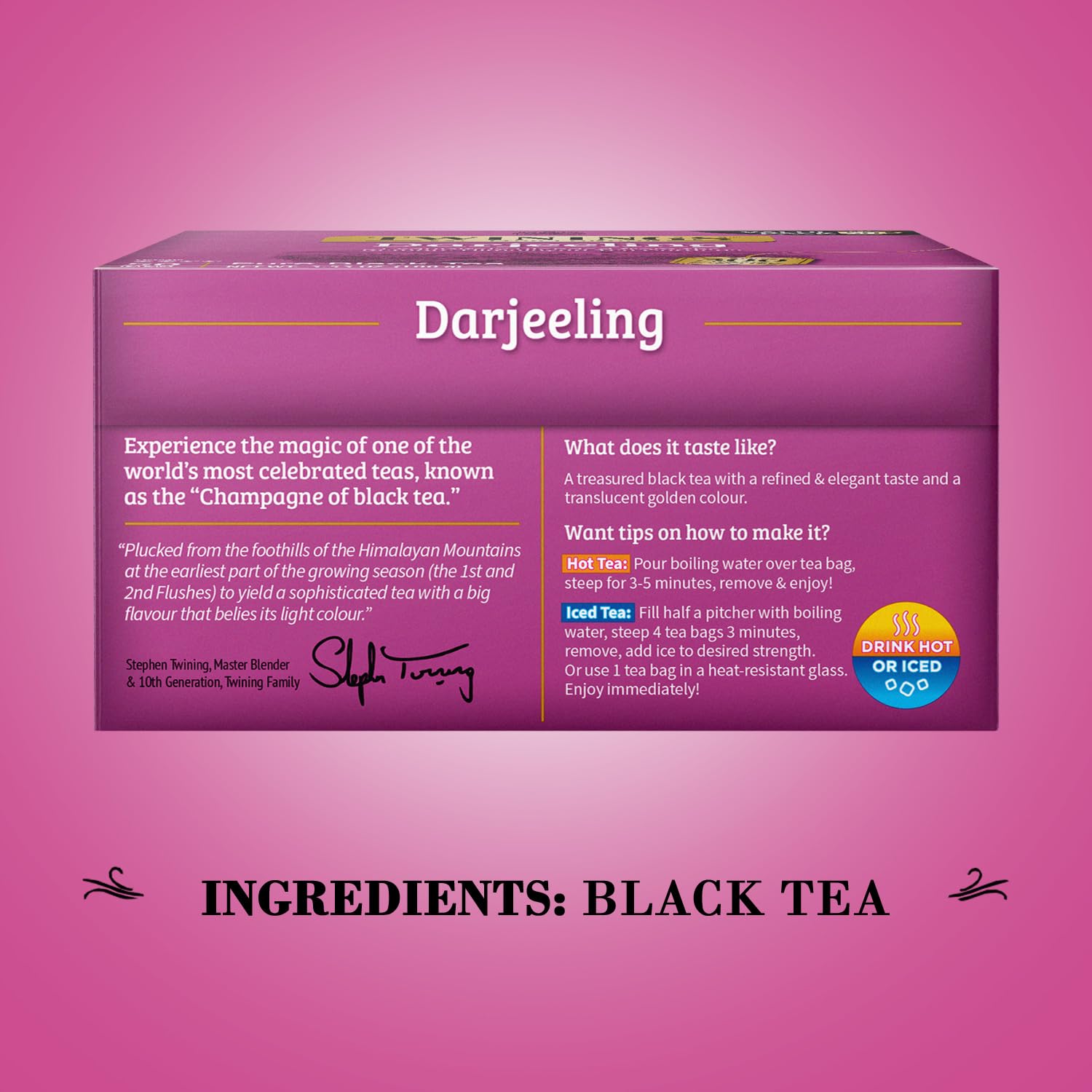 Twinings Darjeeling Tea - A Delicate, Dry Black Tea, Sophisticated Coffee Alternative with Less Caffeine, Individually Wrapped Tea Bags, 20 Count