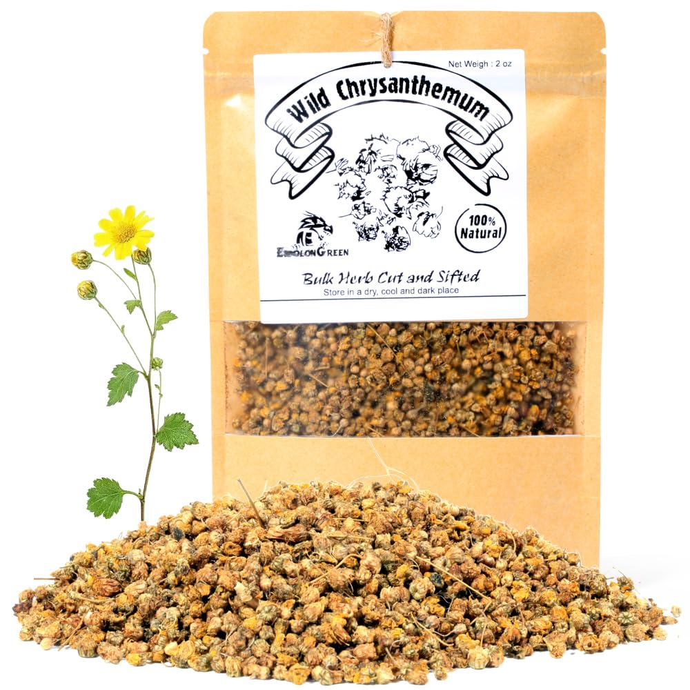 EidolonGreen Wild Chrysanthemum (Dendranthema indicum/Ye Ju Hua/???/?? ??) - 60g (2oz) Dried Whole Flowers - Traditional Botanical Tea Ingredient