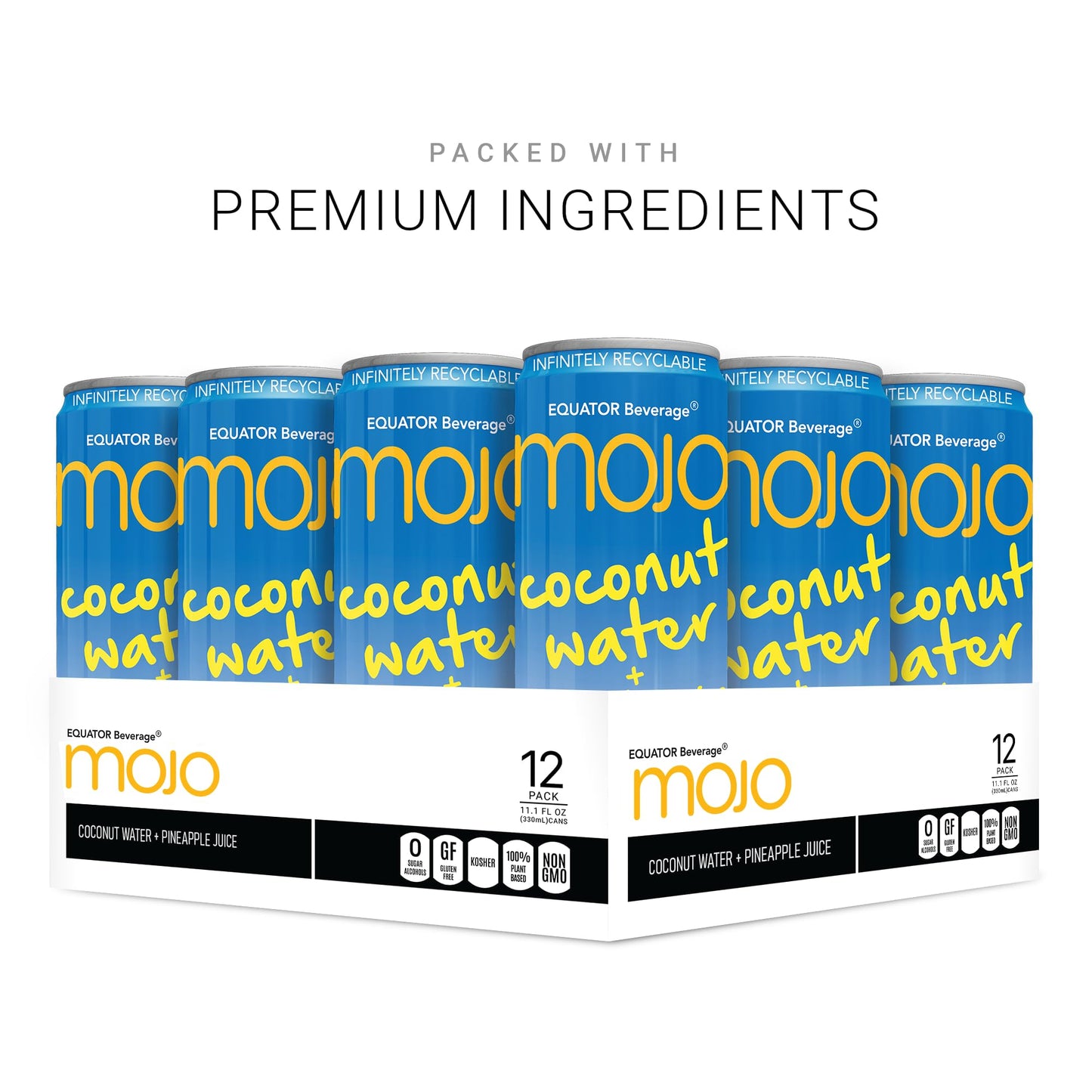 MOJO Coconut Water + Pineapple Juice | Hydration Drink & Sports Drink | Electrolytes Beverage | Vitamin B & C | Hydration Drink for Skin & Body | 11.1