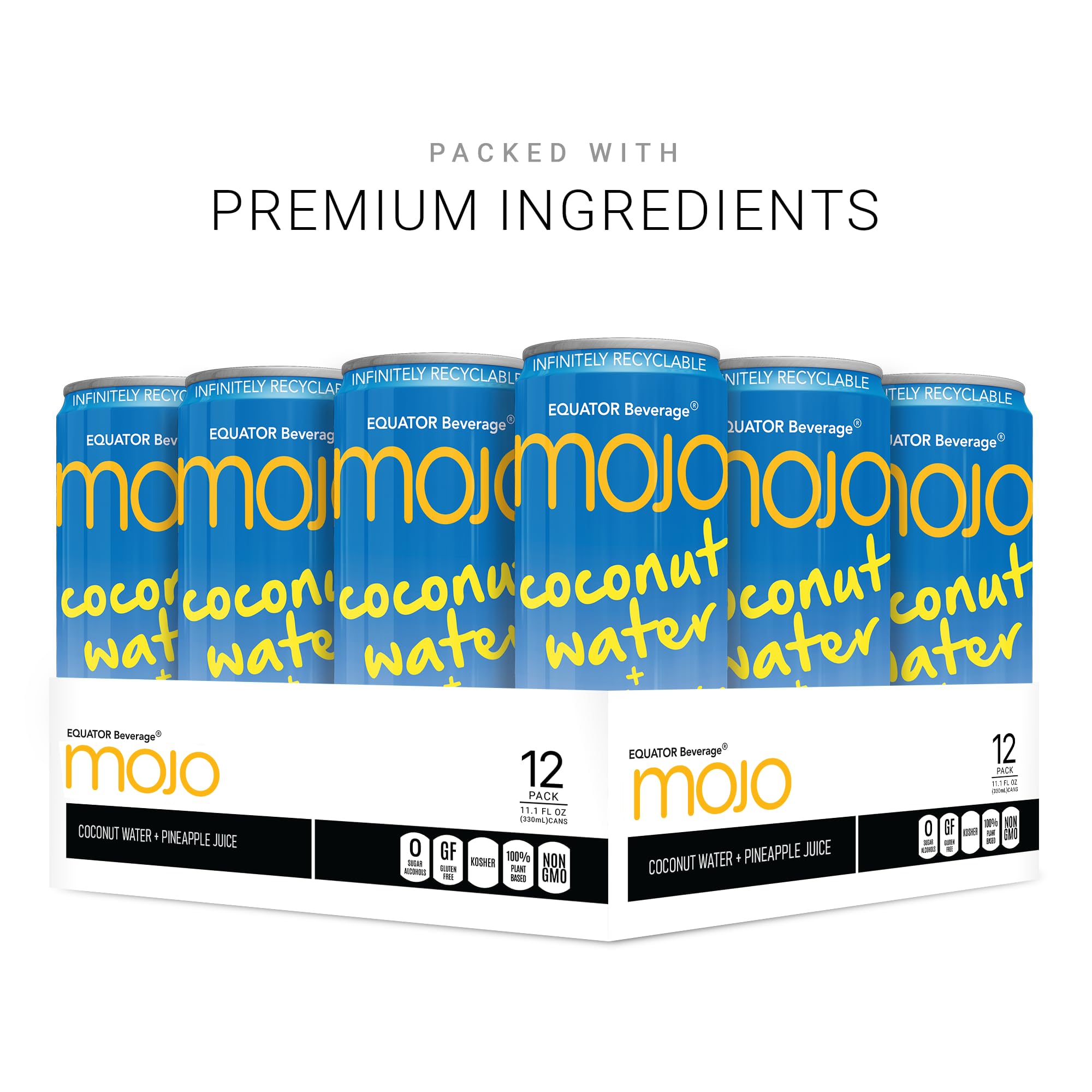 MOJO Coconut Water + Pineapple Juice | Hydration Drink & Sports Drink | Electrolytes Beverage | Vitamin B & C | Hydration Drink for Skin & Body | 11.1