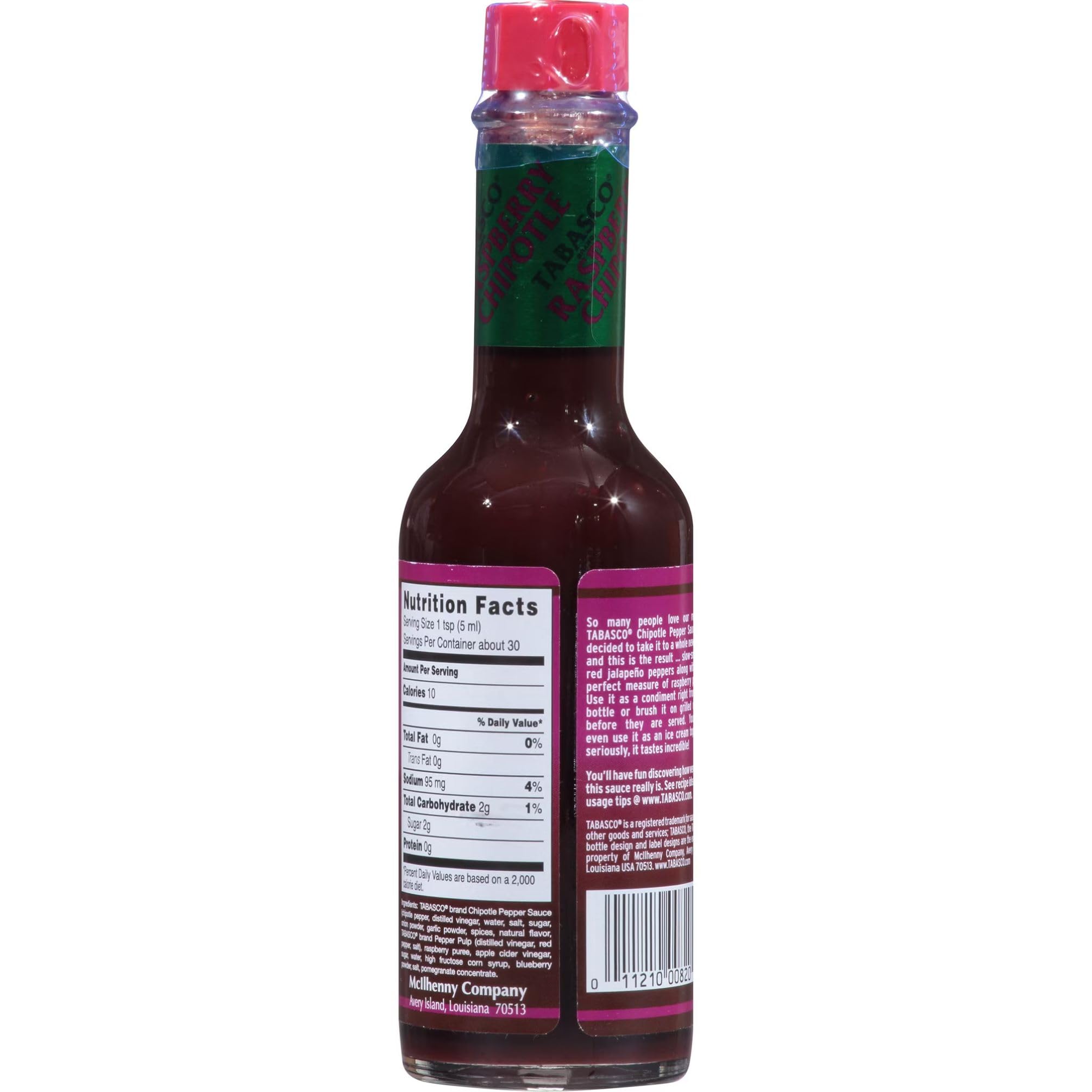 TABASCO Brand Raspberry Chipotle Pepper Sauce, Sweet & Smoky Hot Sauce, Glass Bottle, Vibrant & Fruity Raspberry Hot Sauce, Great for Preparing Fish