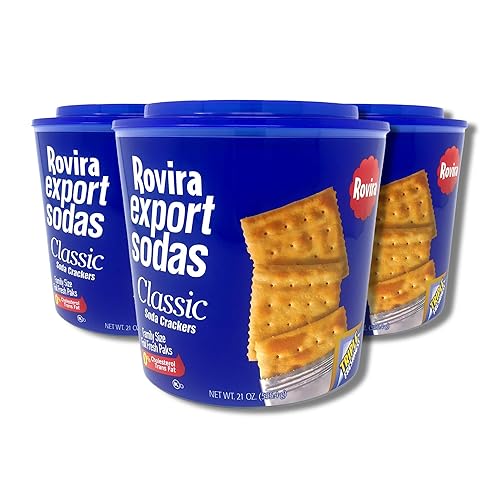Rovira Export Sodas Classic Soda Crackers Family Size Foil Fresh Packs, 21 Ounce (Pack of 3)