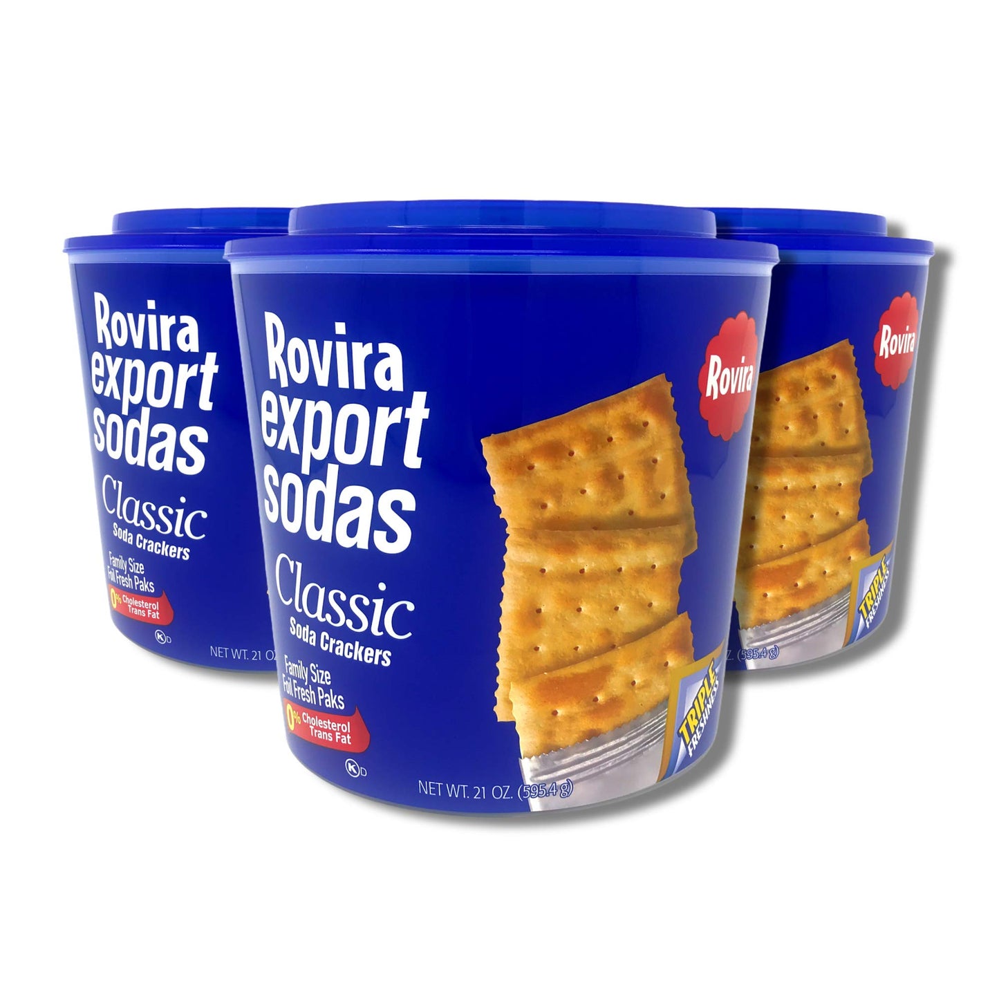 Rovira Export Sodas Classic Soda Crackers Family Size Foil Fresh Packs, 21 Ounce (Pack of 3)