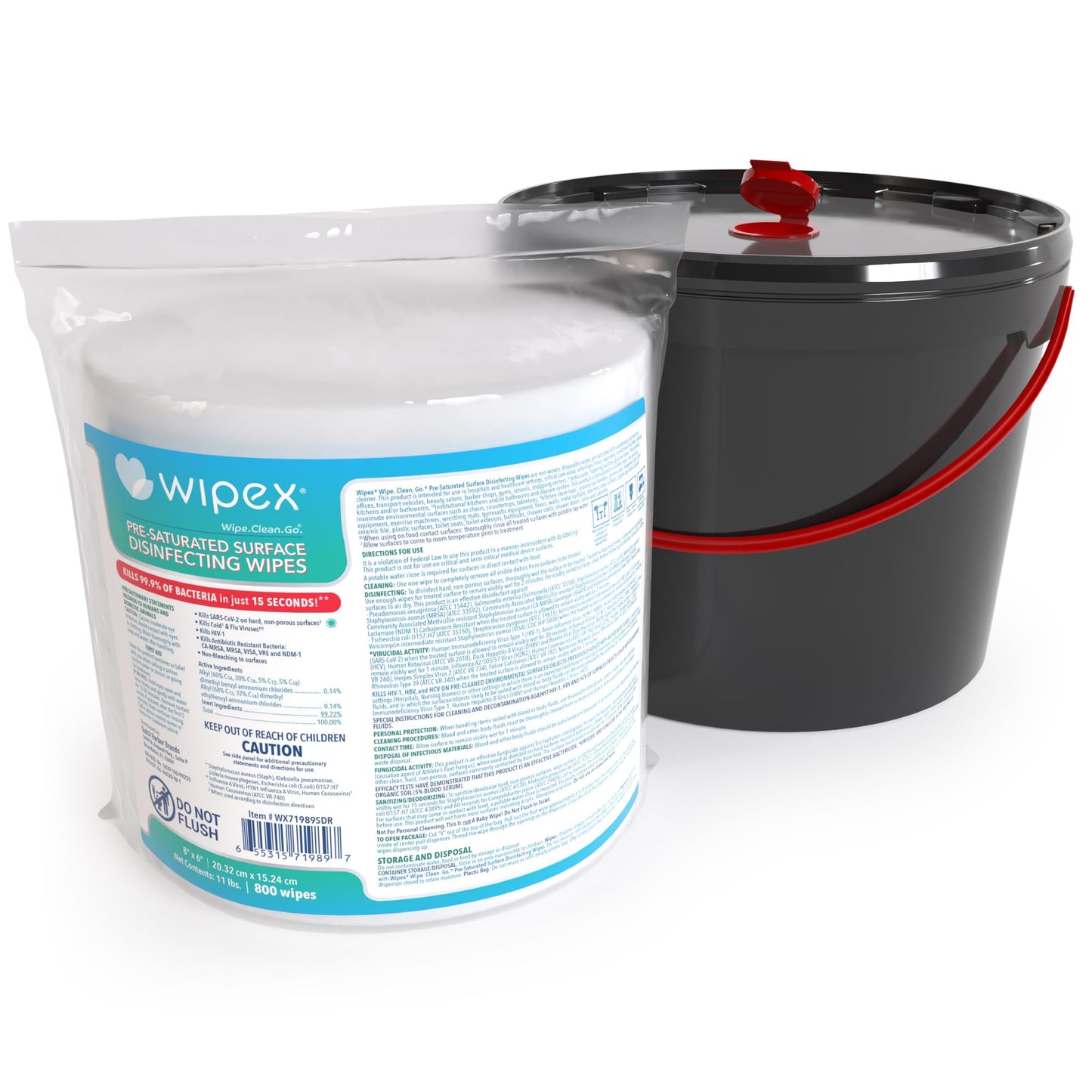 Wipex Disinfecting Wipes Refill - 800ct Antibacterial Wipes for Workout Equipment & Home Gym, EPA Registered, Includes Dispenser, Kills Viruses