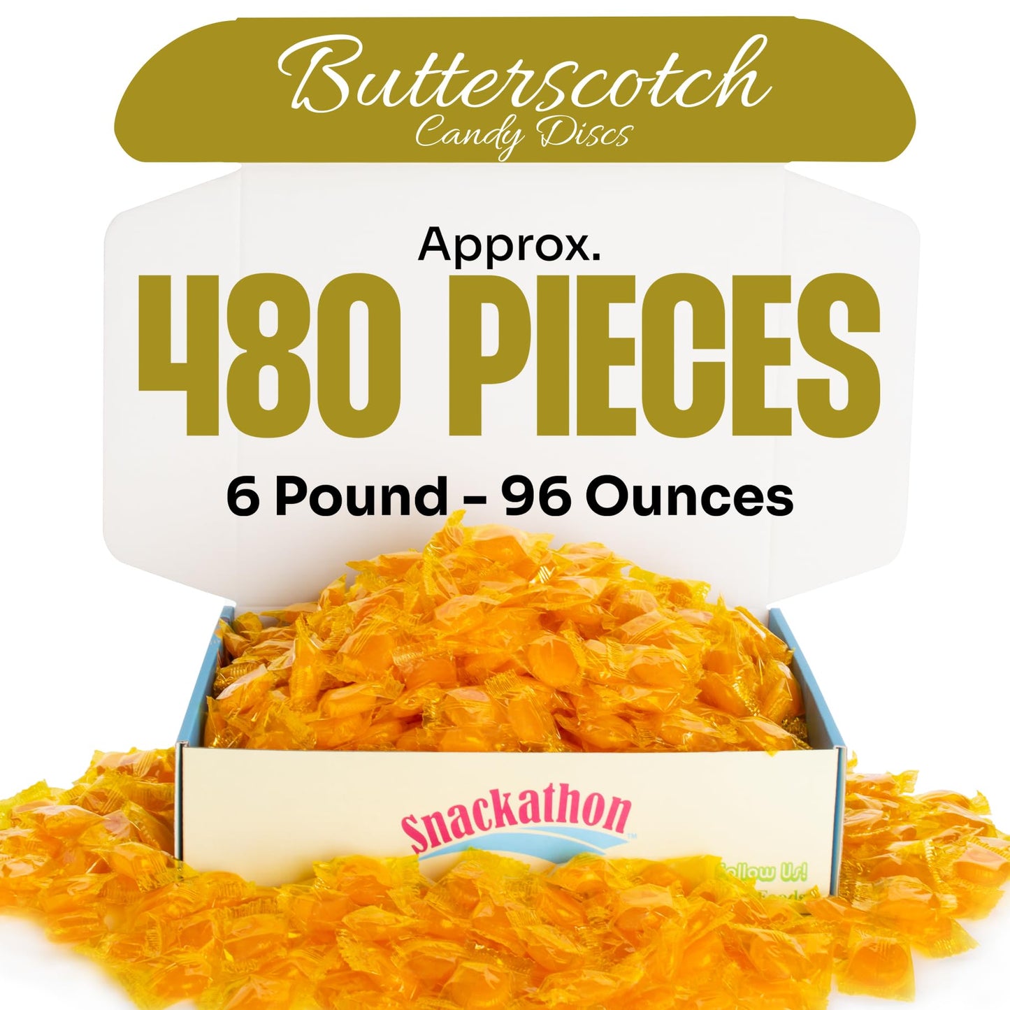 Snackathon Individually Wrapped Bulk Hard Candy Discs (6 Pound, Butterscotch)