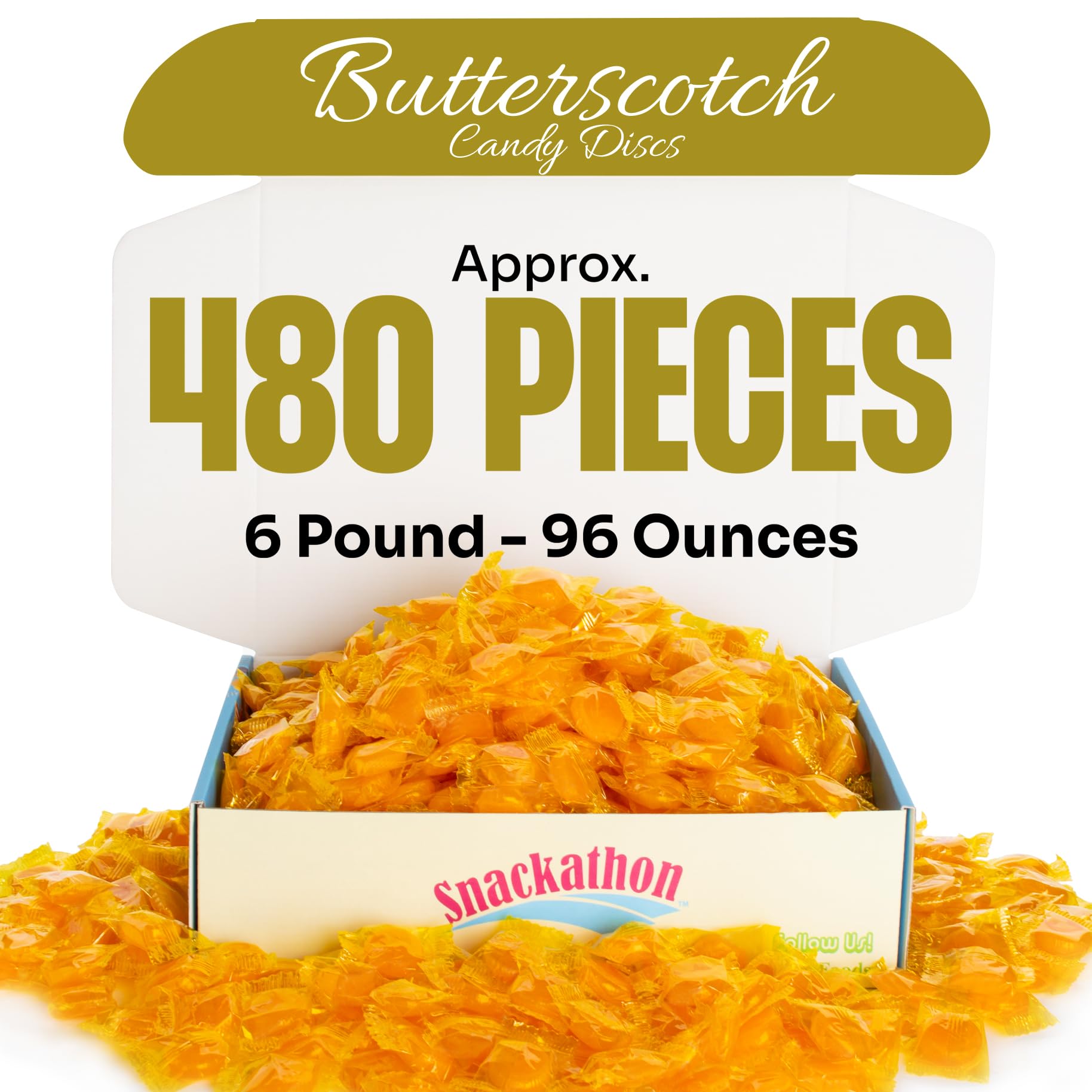 Snackathon Individually Wrapped Bulk Hard Candy Discs (6 Pound, Butterscotch)