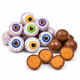 1 Pound Halloween Peanut Butter Spooky Eye Balls, Trick-Or-Treat Party Bag Fillers, Individually Wrapped in Multi-color Eye Design Foils, Kosher