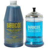 BARBICIDE Disinfectant Jar and Concentrate Starter Set (21 Oz Jar +64 Fl Oz)- Professional Salon, Spa & Barber Tool Sanitizing Kit