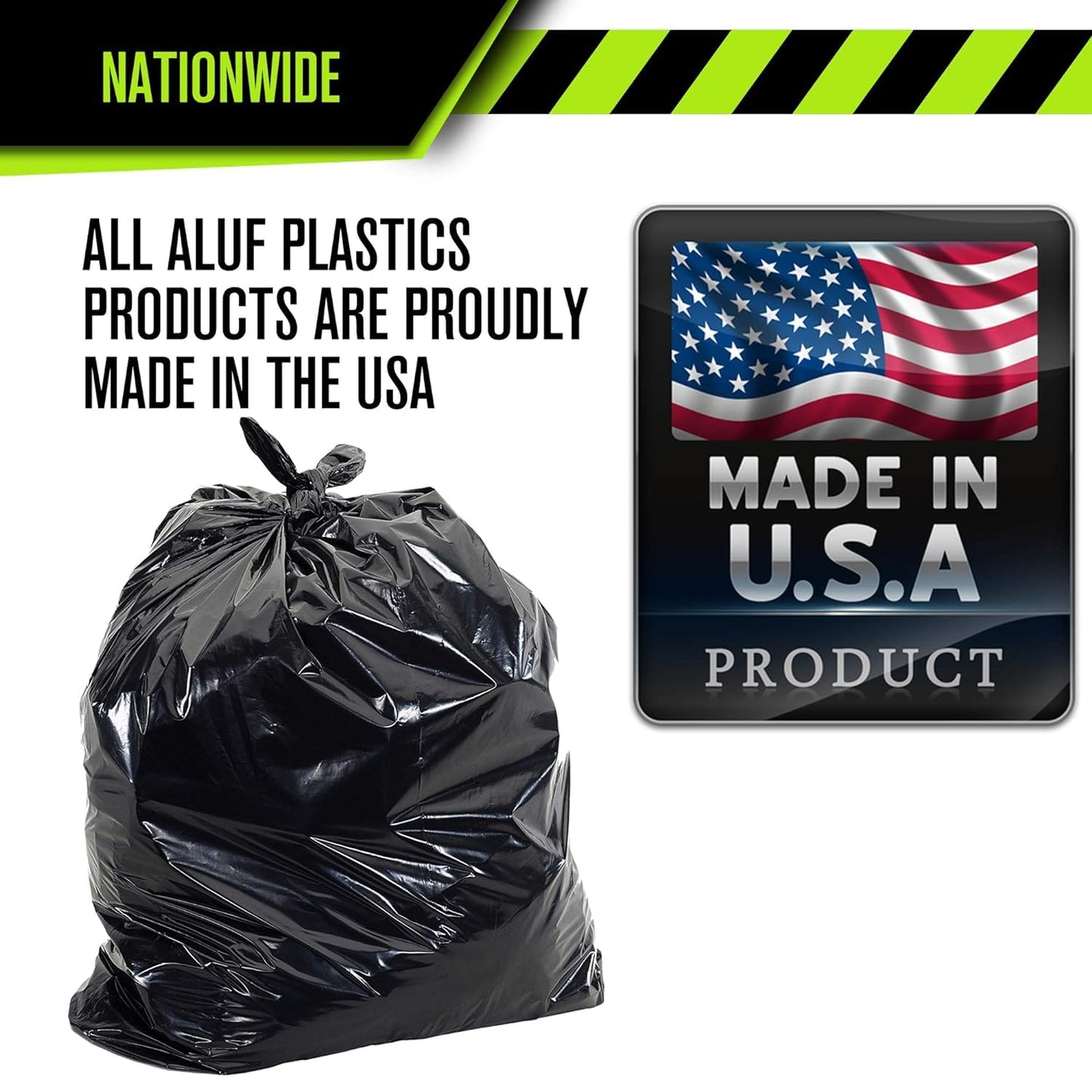Aluf Plastics 12-16 Gallon 1.2 MIL Black Heavy Duty Garbage Bags - 24" x 31" - Pack of 500 - For Contractor, Outdoor, Construction, & Storage