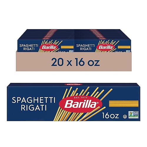 Barilla Spaghetti Rigati Pasta, 16 oz. Box (Pack of 20) - Non-GMO, Made with Durum Wheat Semolina - Kosher Certified