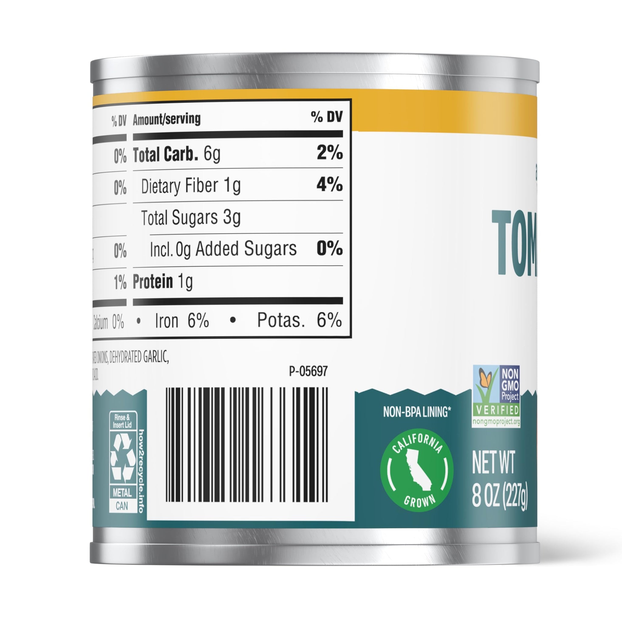Amazon Fresh, Tomato Sauce, No Salt Added, 8 Oz (Previously Happy Belly, Packaging May Vary)