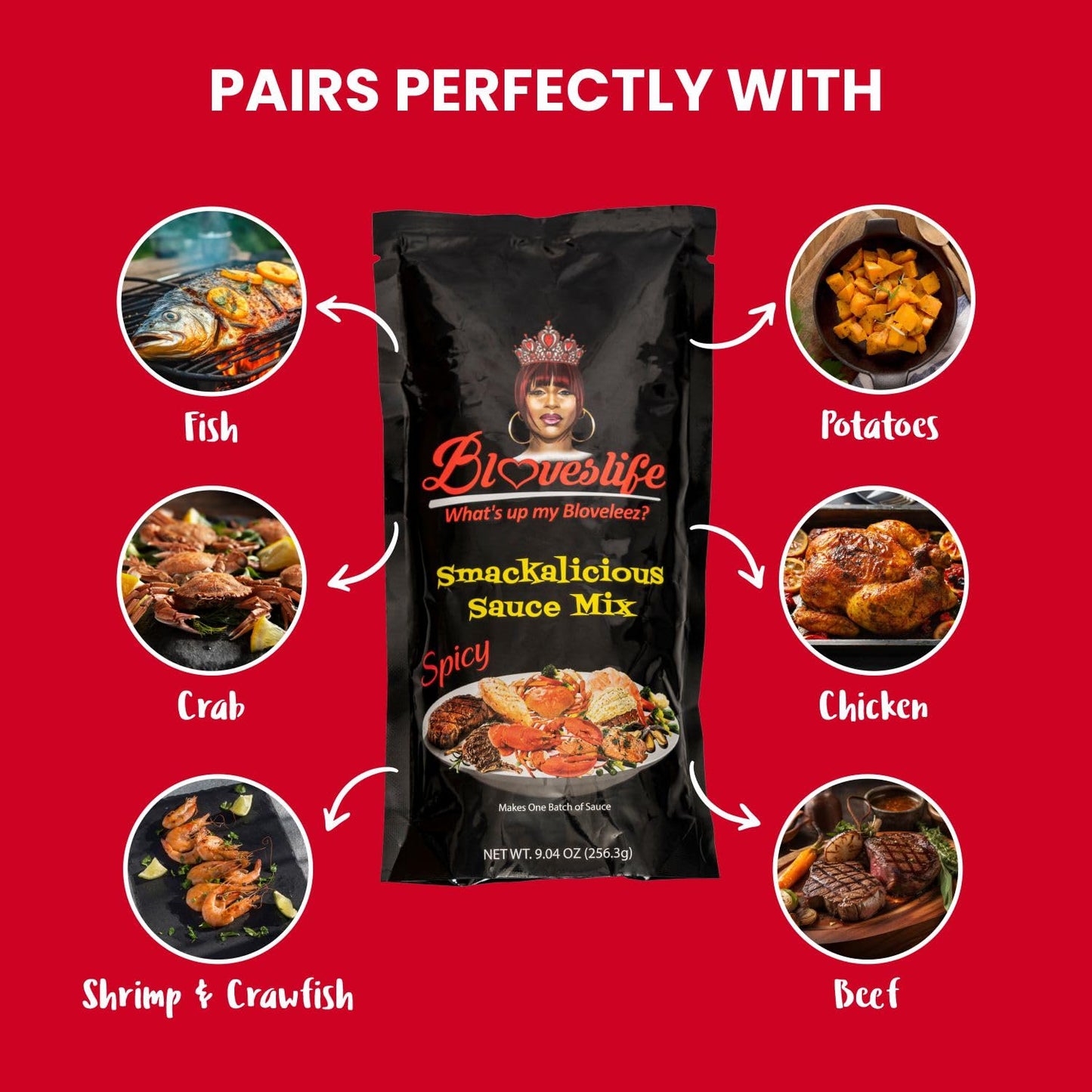Bloveslife 1 Pack Spicy Cajun Smackalicious Sauce Seasoning Mix - Seafood Boil Butter Sauce Spice Blend with Bold Spicy flavor for Fish, Crab, Shrimp