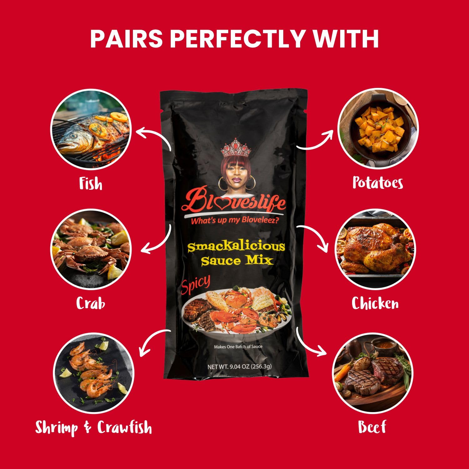 Bloveslife 1 Pack Spicy Cajun Smackalicious Sauce Seasoning Mix - Seafood Boil Butter Sauce Spice Blend with Bold Spicy flavor for Fish, Crab, Shrimp