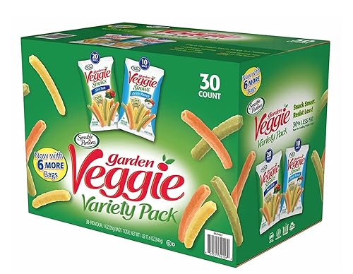 Sensible Portions Garden Veggie Snack Straws Shape Chips Variety Pack, 30 Count