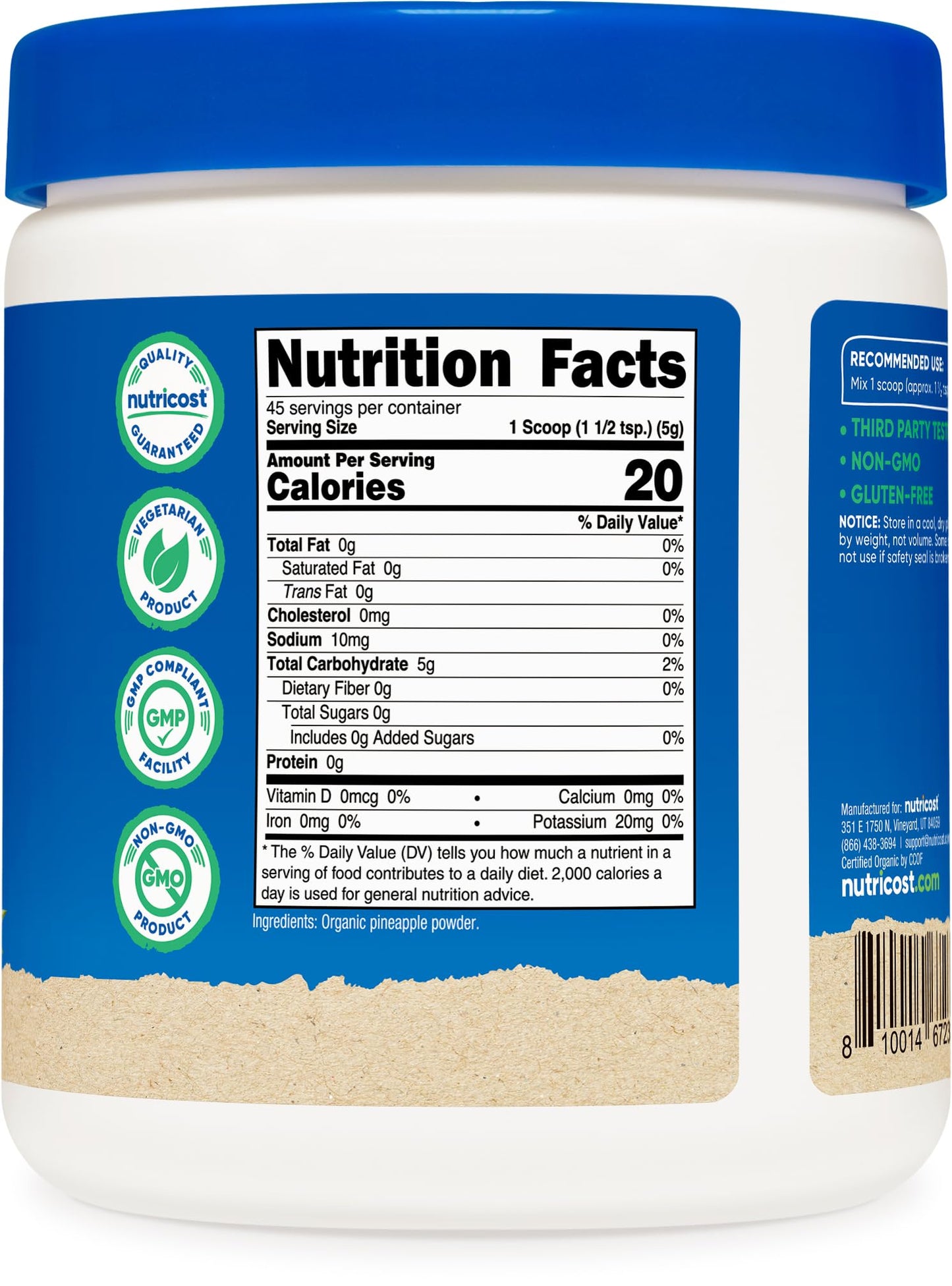 Nutricost Organic Pineapple Powder (8 OZ) - USDA Certified Organic, Pineapple Juice Powder, Gluten Free