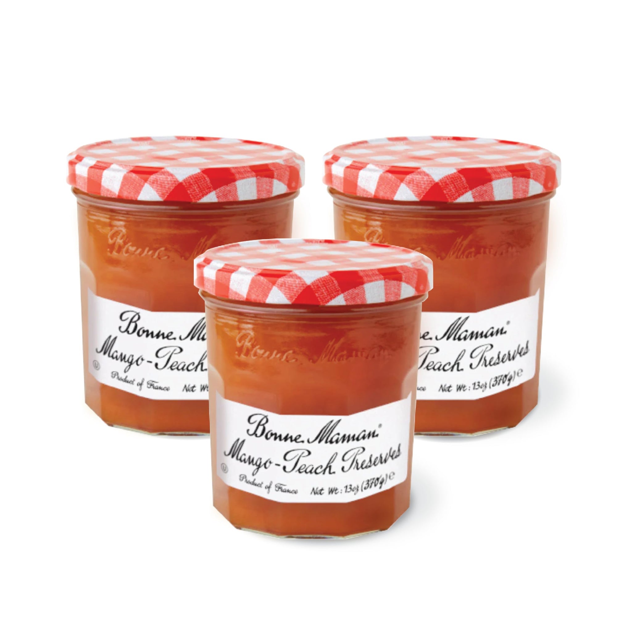 Bonne Maman Mango-Peach Preserves, 13 oz Glass Jars (Pack of 3) - Non-GMO, Made with Simple Ingredients