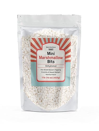 Unpretentious Mini Dehydrated Marshmallow Bits, 1 lb, Topper for Cereal, Ice Cream, and Desserts