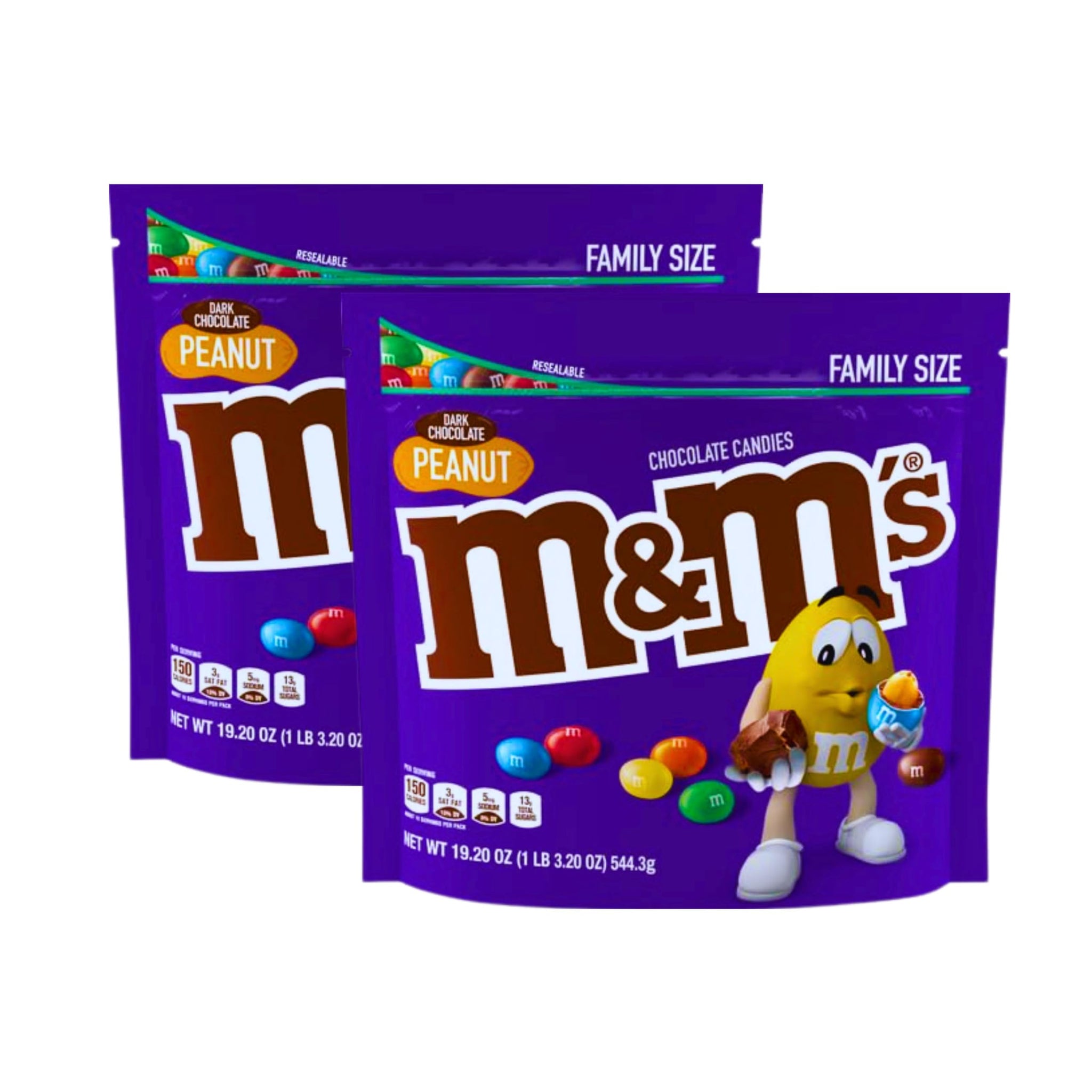 ASSORTIT X M&M'S Collab Dark Chocolate Peanut M&M's 18-Oz Resealable Bulk Family Share Size Pouches Bulk (2-Pack) - Perfect for Snacking, Baking