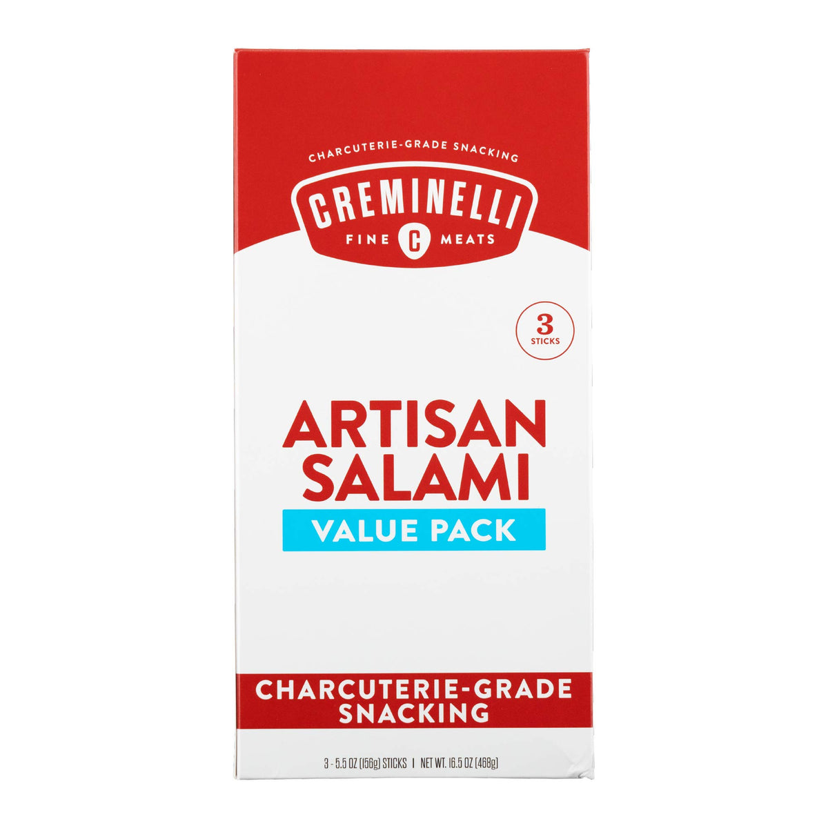 Creminelli Barolo Salami, (3 count, 5.5oz), Humanely Raised Pork*, No Added Nitrates or Nitrites, No Artificial Ingredients, Gluten Free, Keto & Paleo