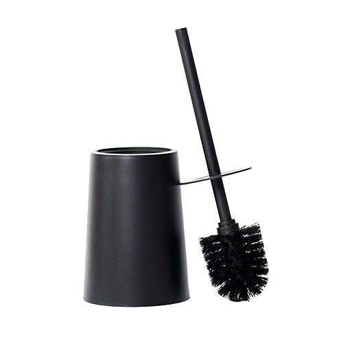 Toilet Brush and Holder,Dirt-Resistant and Durable Black Nylon Bristles,Toilet Bowl Brush with Waterproof Handle, Bathroom Deep Cleaning Tool (Black)